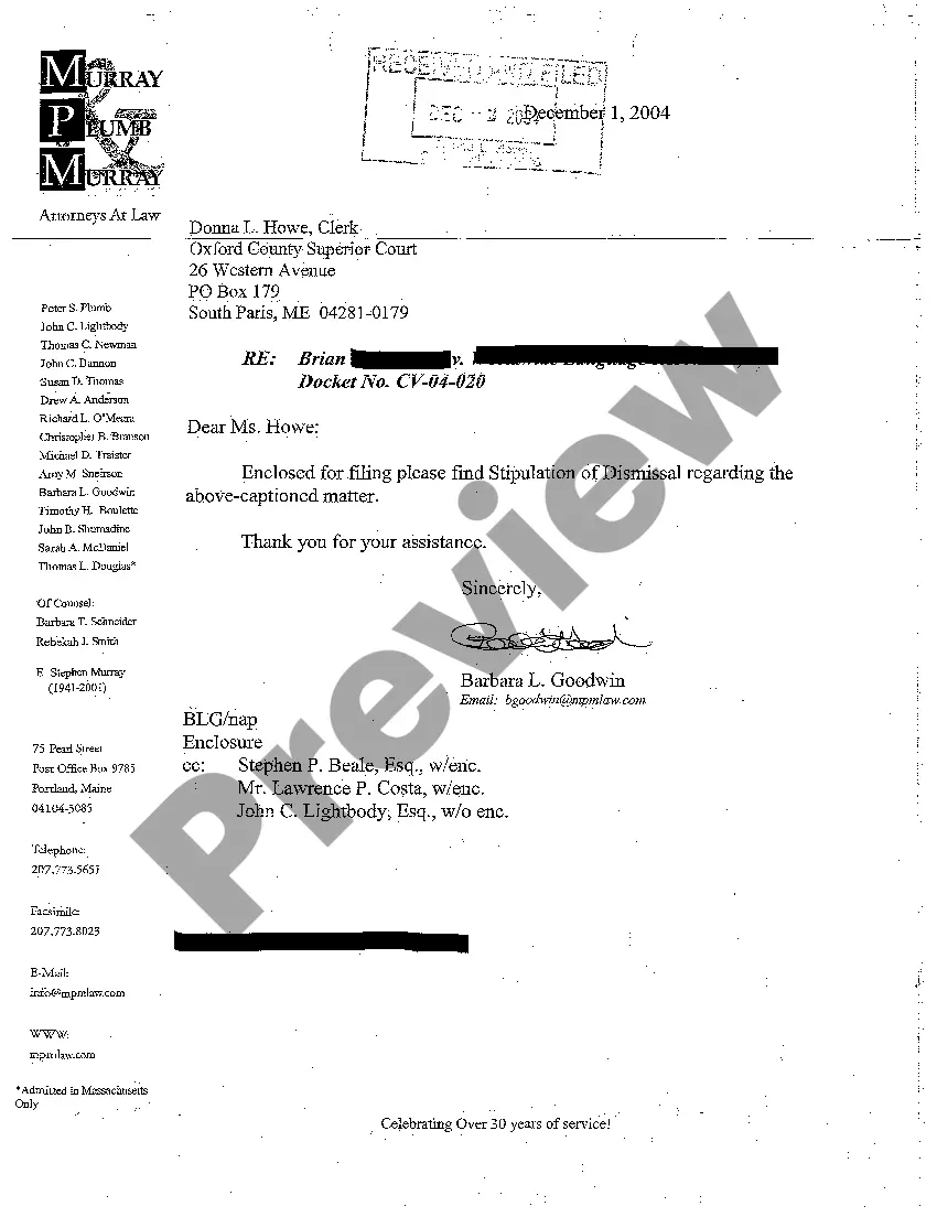 Preview A08 Stipulation of Dismissal Due to Settlement