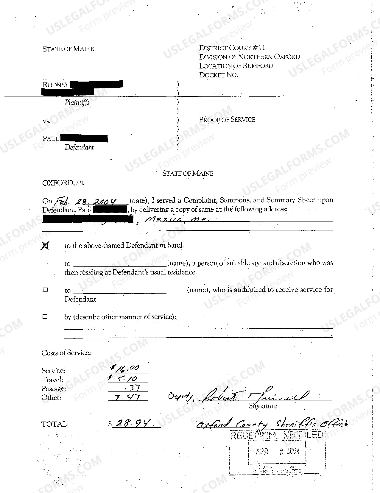 Preview A01 Complaint - Personal Injury Due to Assault on a Minor