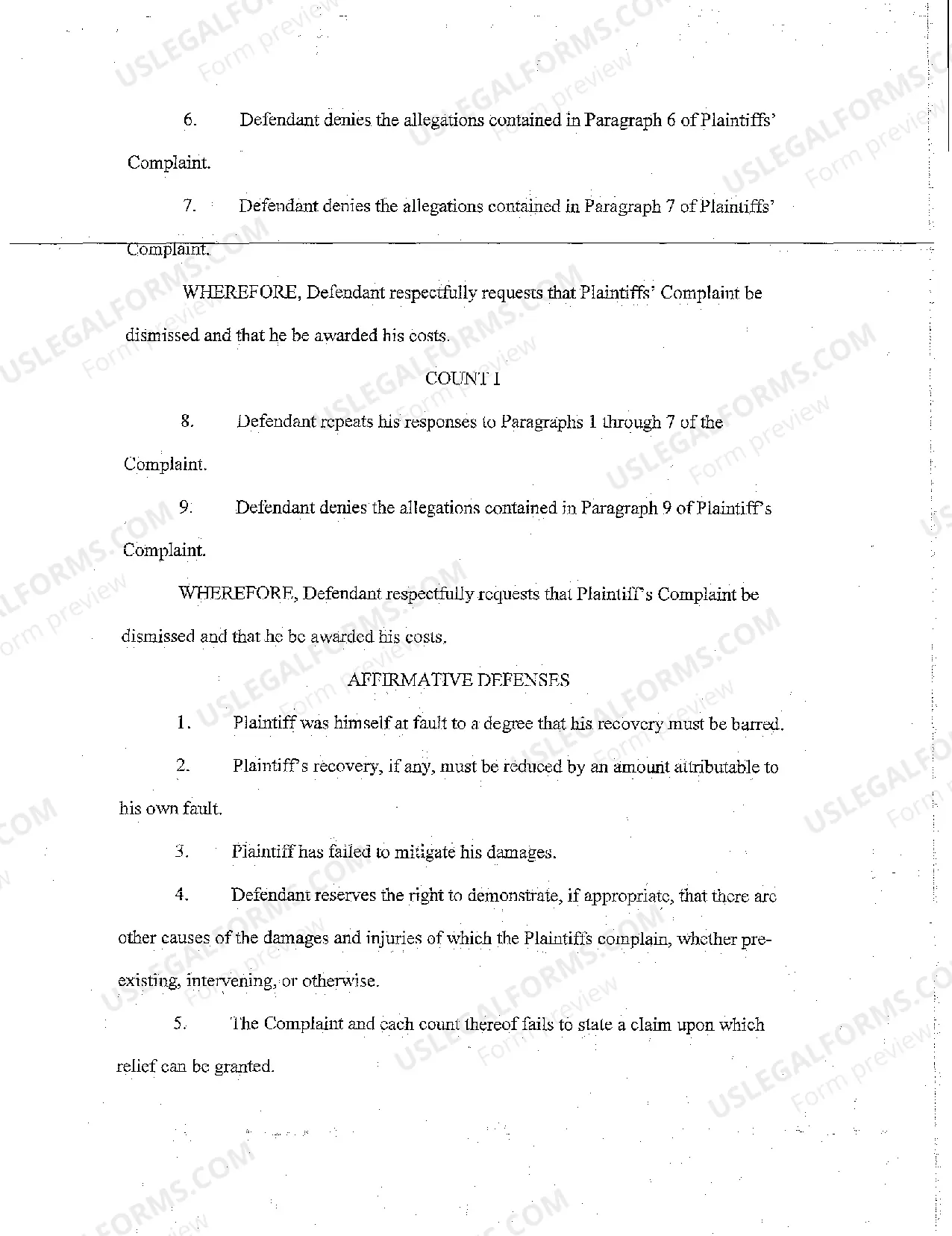 Preview A02 Answer to Complaint