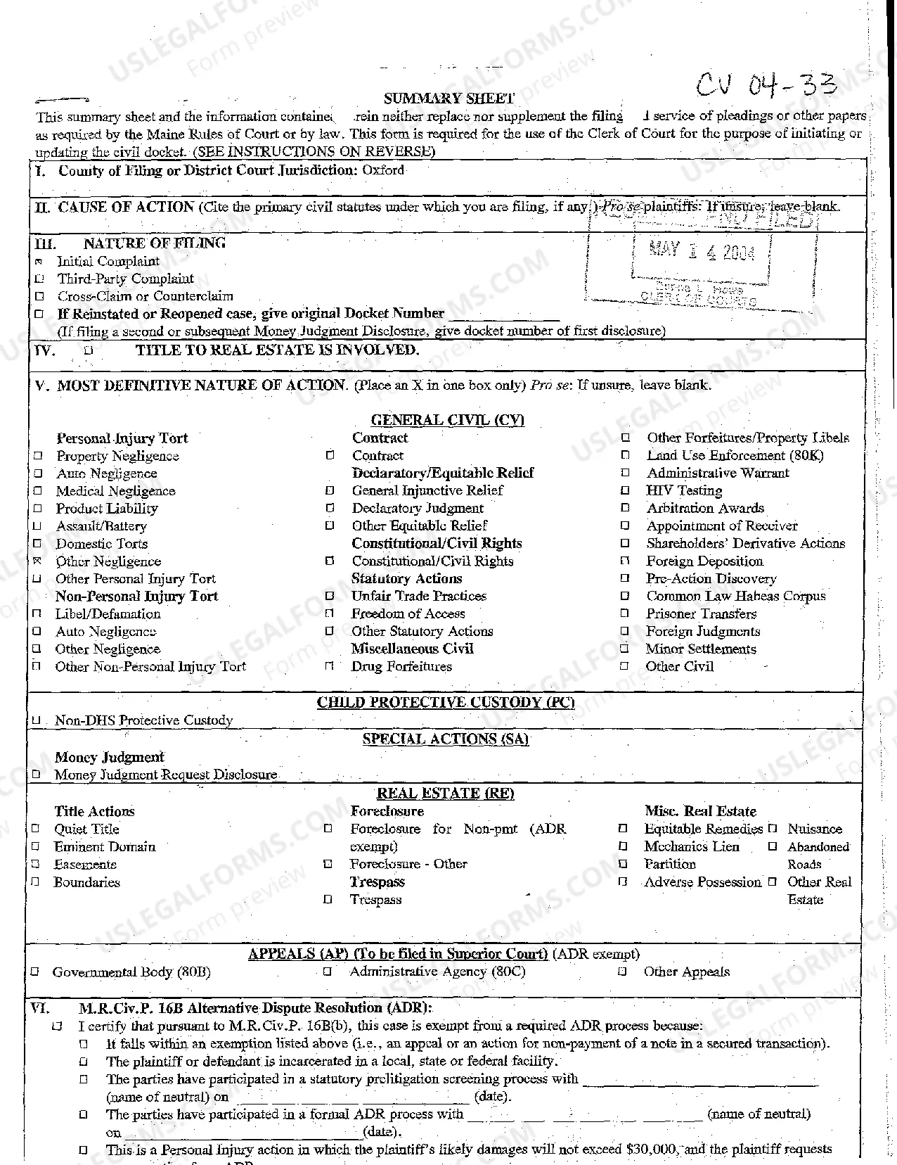 Preview A01 Complaint - Personal Injury Due to Negligence in the Operation of Excavator