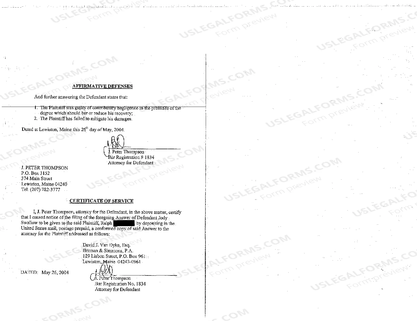 Preview A02 Answer by Defendant