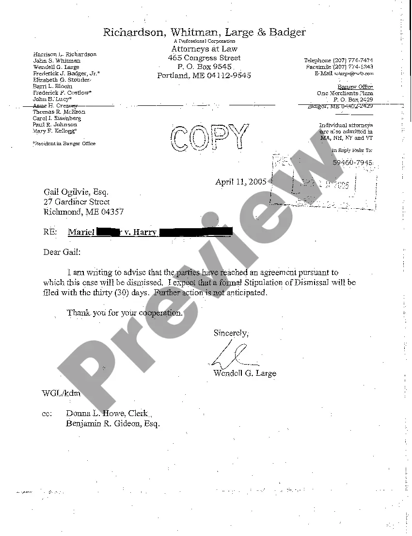 Preview A05 Stipulation of Dismissal with Prejudice