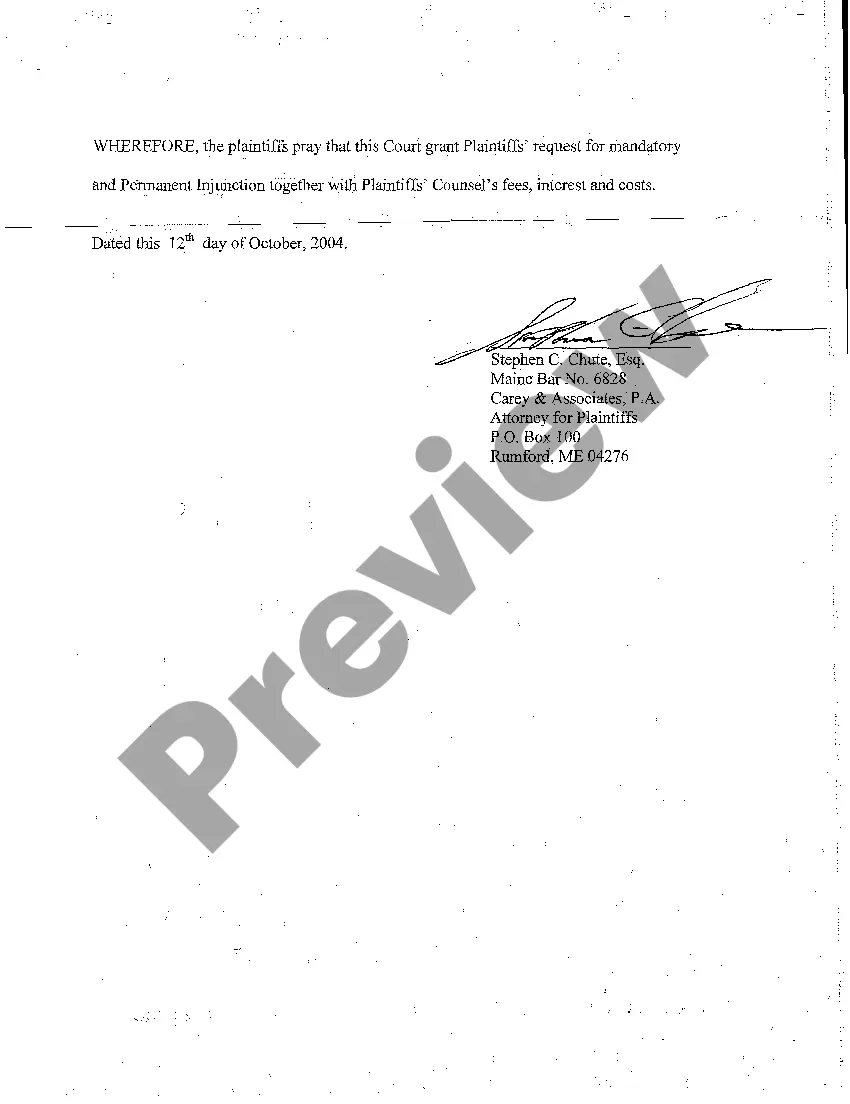 Preview A01 Complaint for Trespass to Property and Injunction