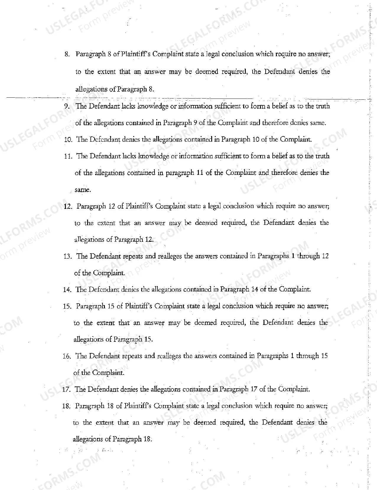 Preview A02 Defendant's Answer to Plaintiffs' Complaint