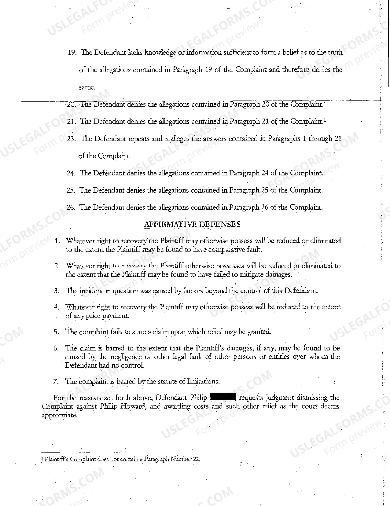 Preview A02 Defendant's Answer to Plaintiffs' Complaint