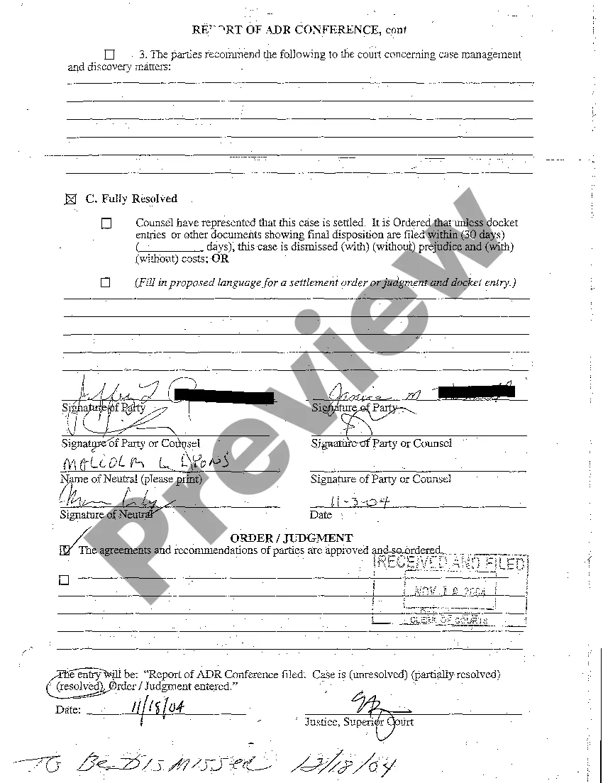 Get A03 Report of ADR Conference and Order Preview A03 Report of ADR Conference and Order