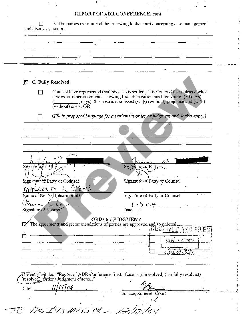 Get A03 Report of ADR Conference and Order Preview A03 Report of ADR Conference and Order