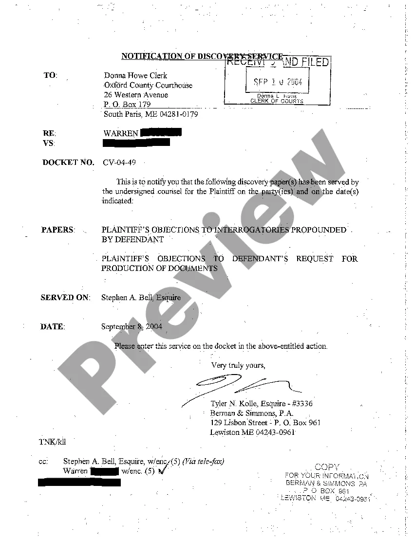 Preview A04 Plaintiff Objects to Interrogatories Propounded by Defendant