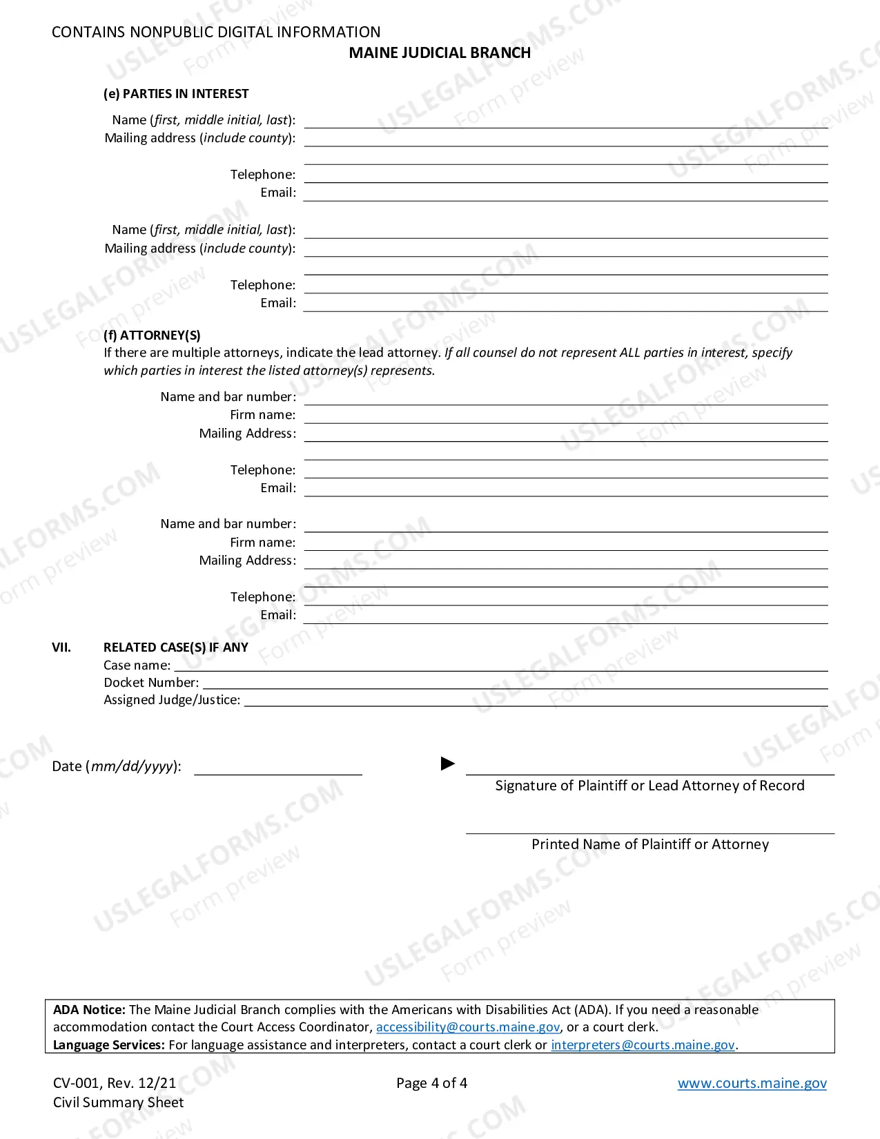 Preview Summary Sheet