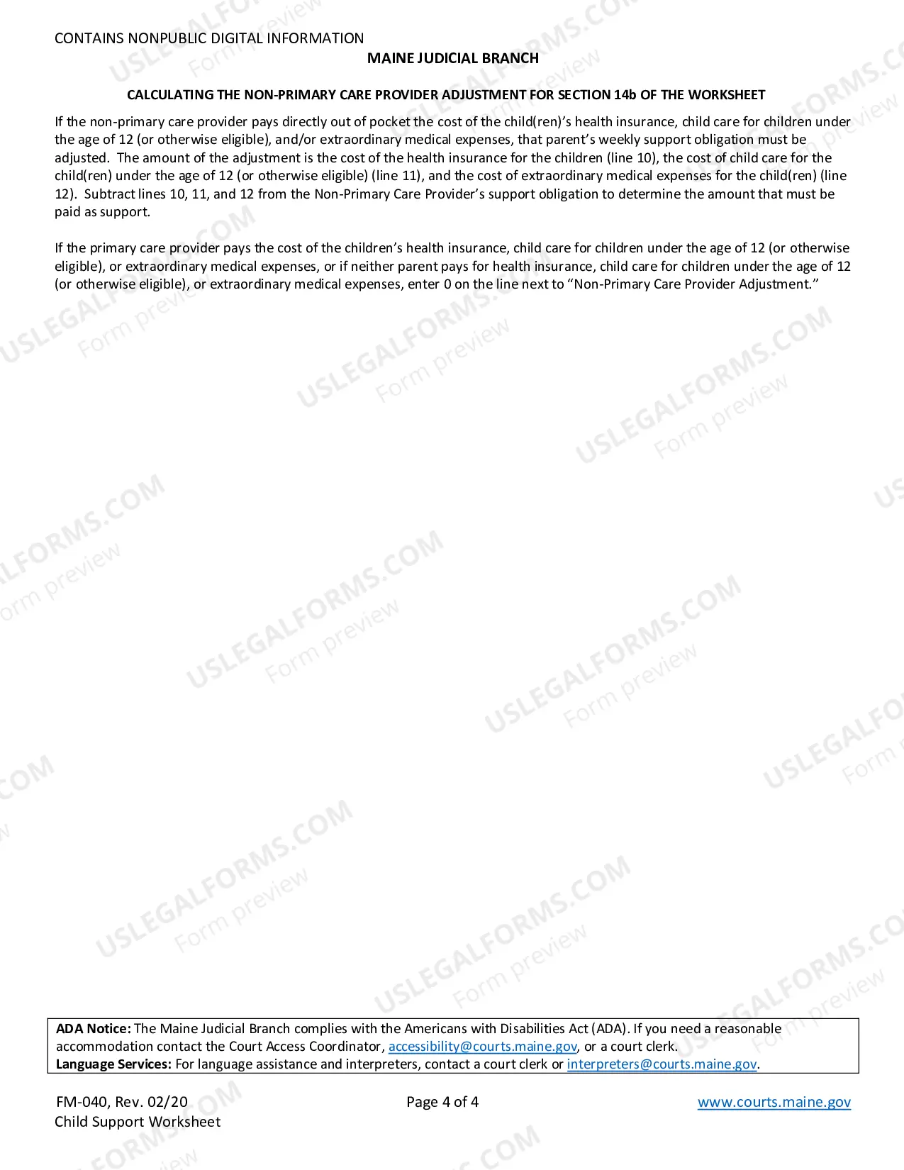 Preview Child Support Worksheet