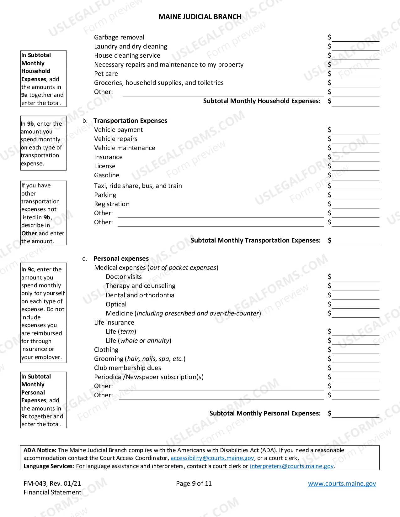 Preview Financial Statement