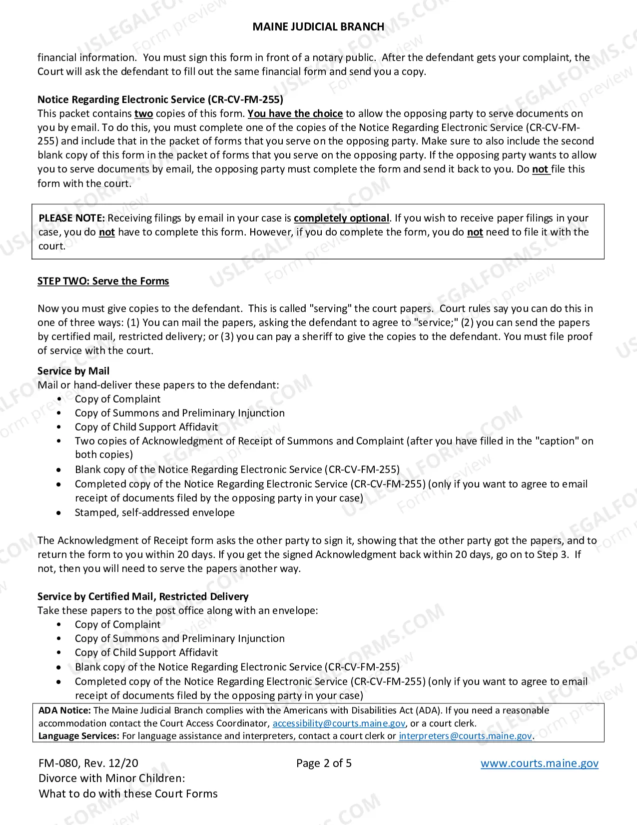 Preview DC Pro Se - Divorce Instructions with children