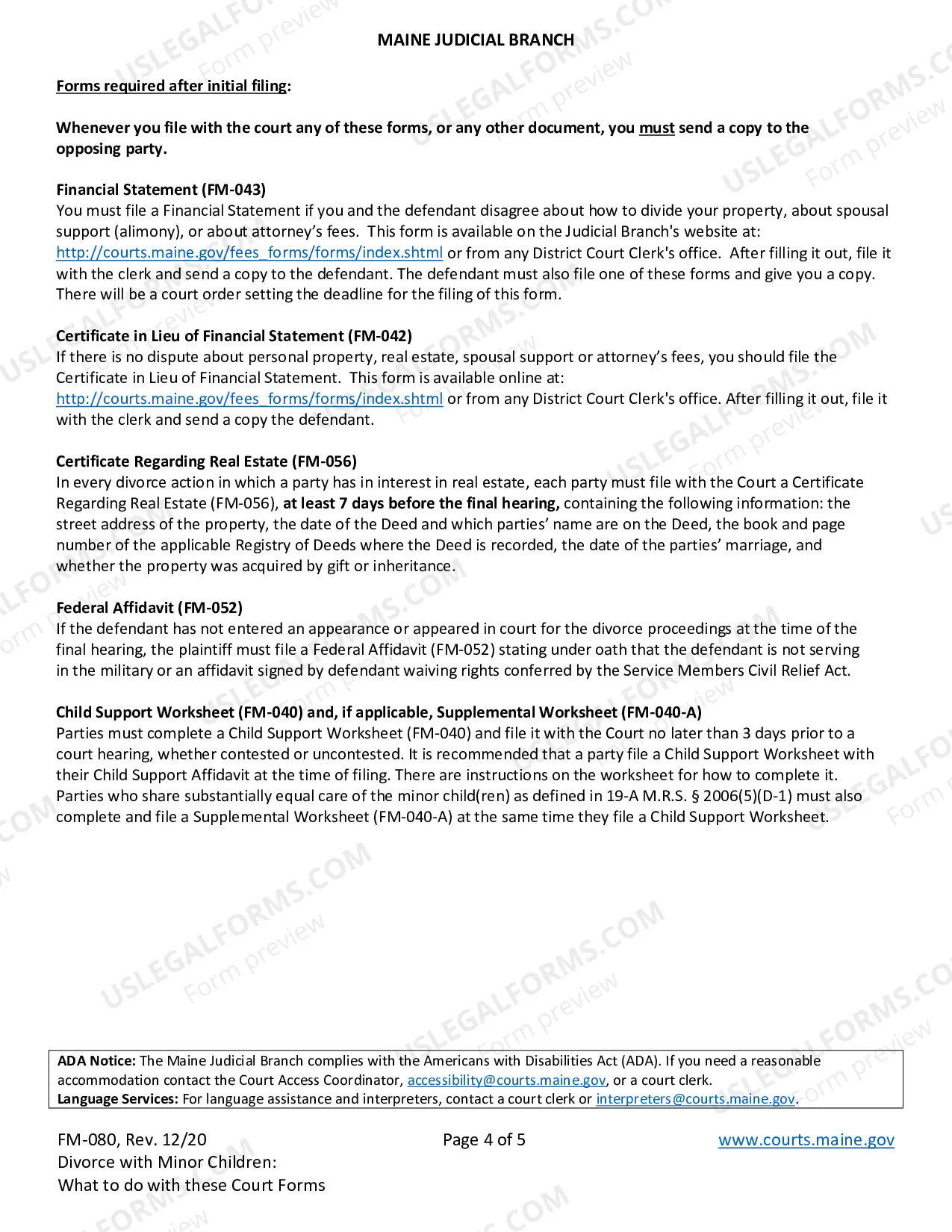 Preview DC Pro Se - Divorce Instructions with children