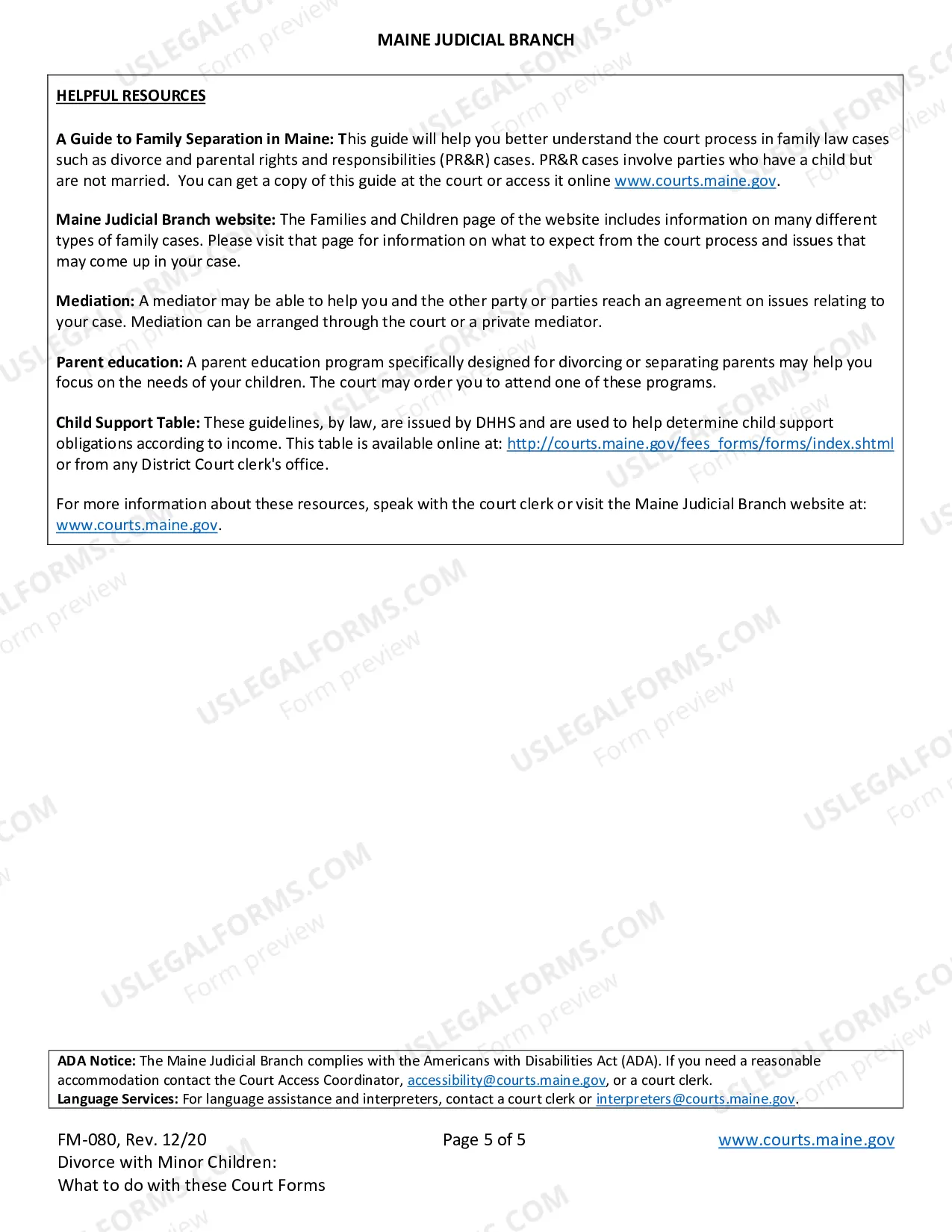 Preview DC Pro Se - Divorce Instructions with children