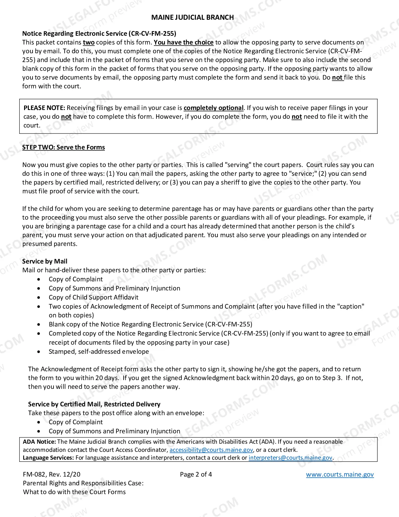 Preview DC Pro Se - Paternity Instructions