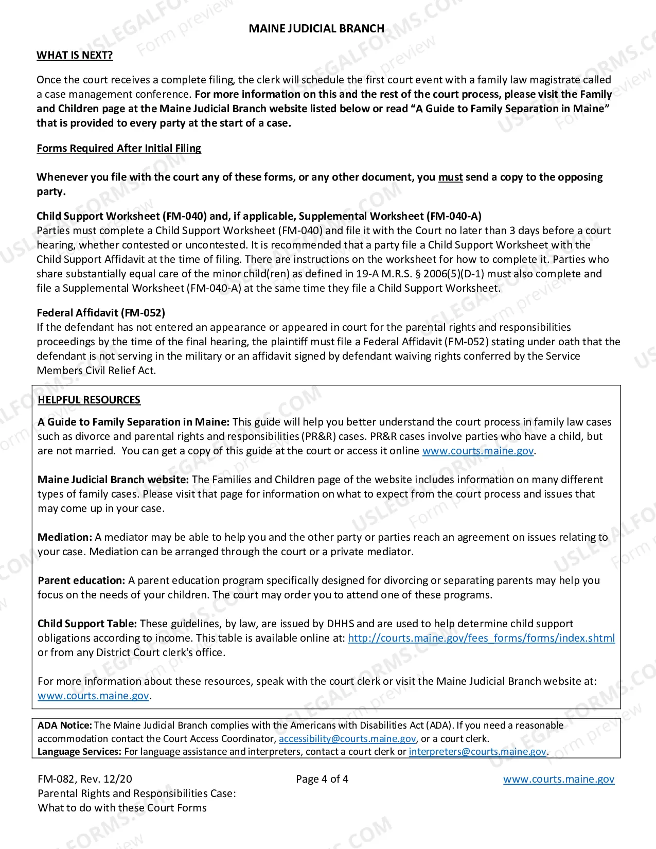 Preview DC Pro Se - Paternity Instructions