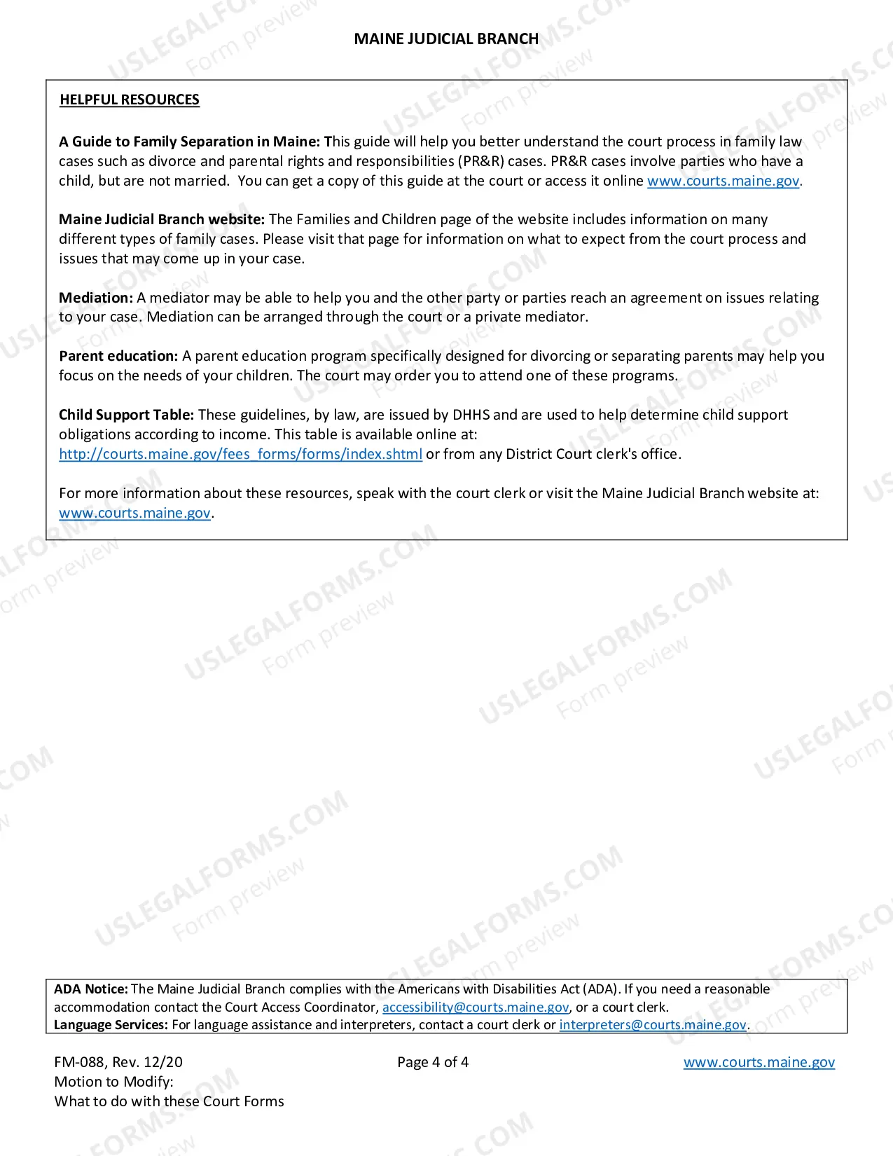 Preview Information Regarding Motion Modify