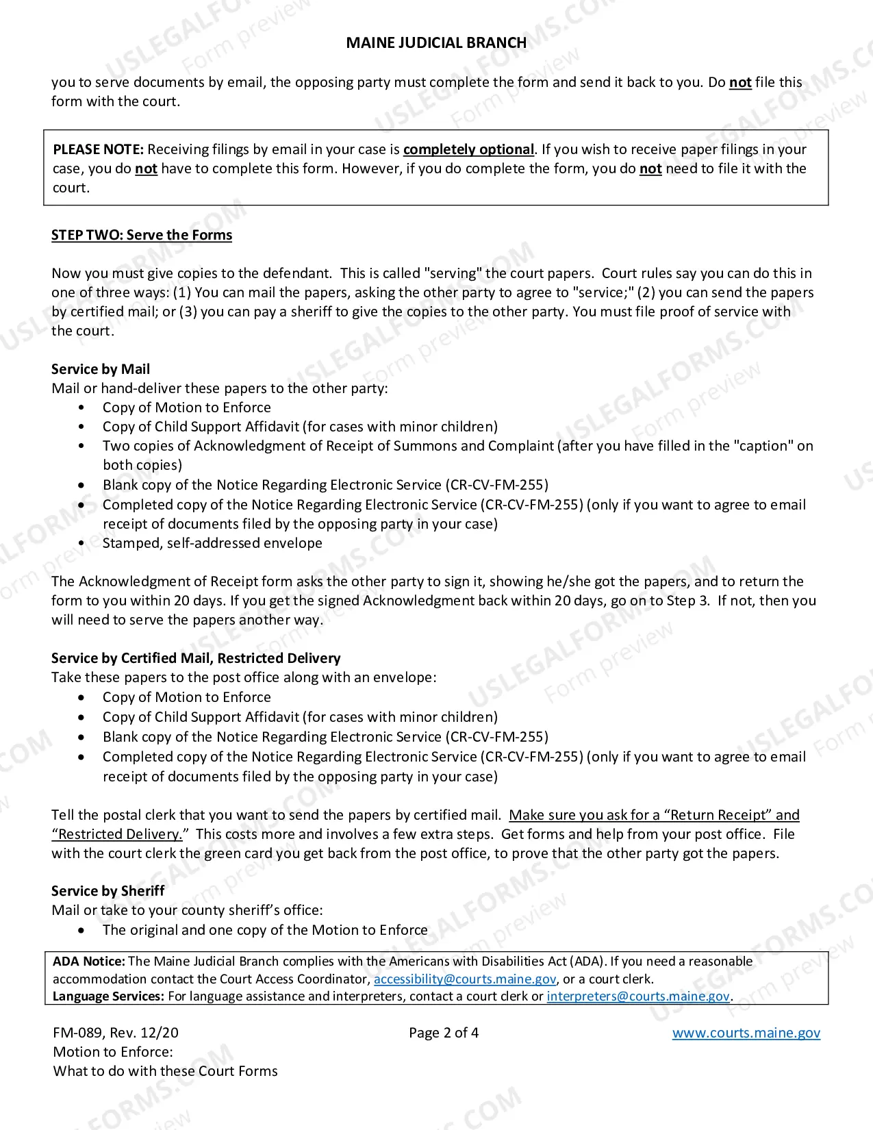 Preview Information Regarding Motion to Enforce