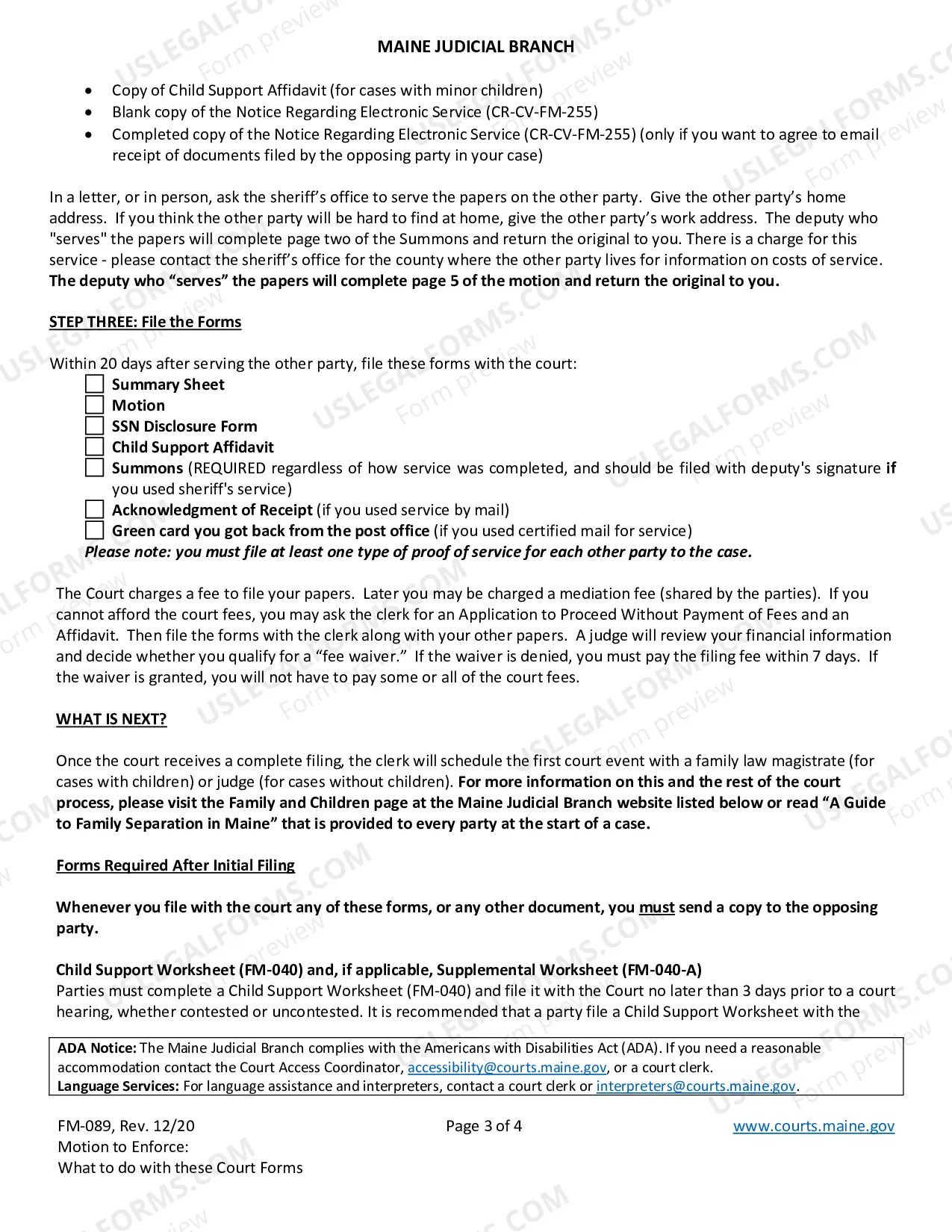 Preview Information Regarding Motion to Enforce