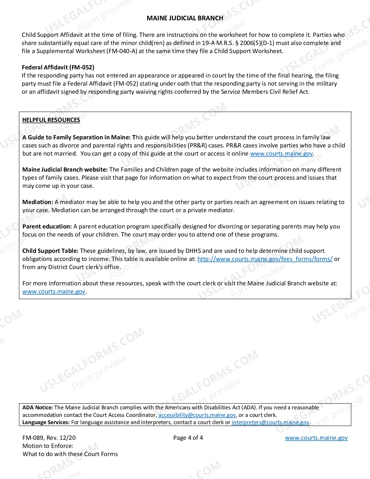 Preview Information Regarding Motion to Enforce