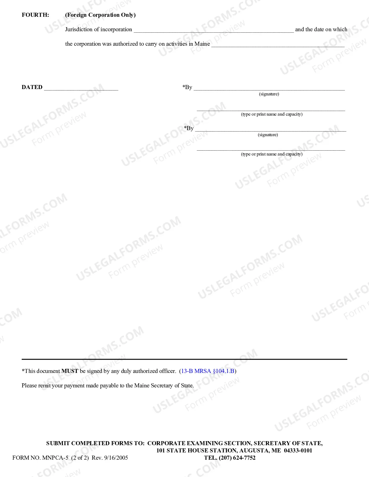 Preview Statement of Intention to Do Business Under an Assumed or Fictitious Name by a Non-Profit Corporation