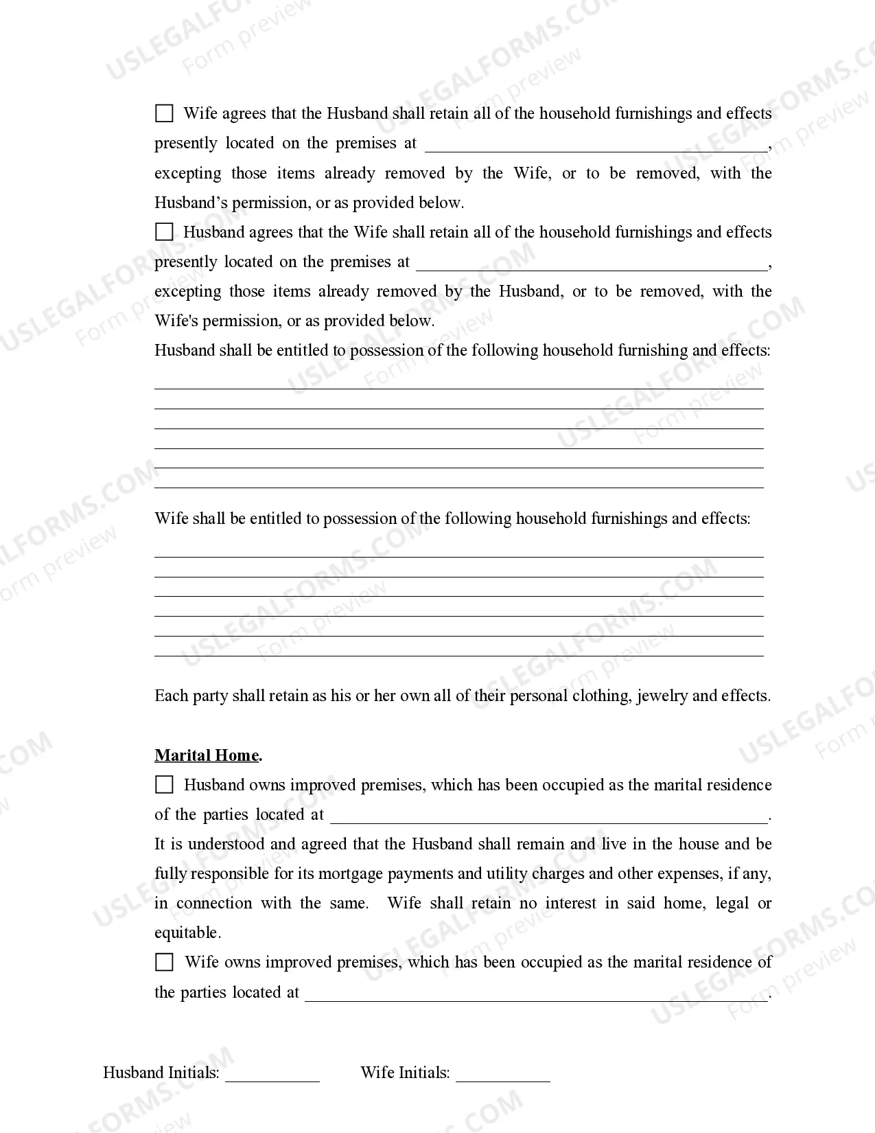 Preview Marital Domestic Separation and Property Settlement Agreement Minor Children no Joint Property or Debts where Divorce Action Filed