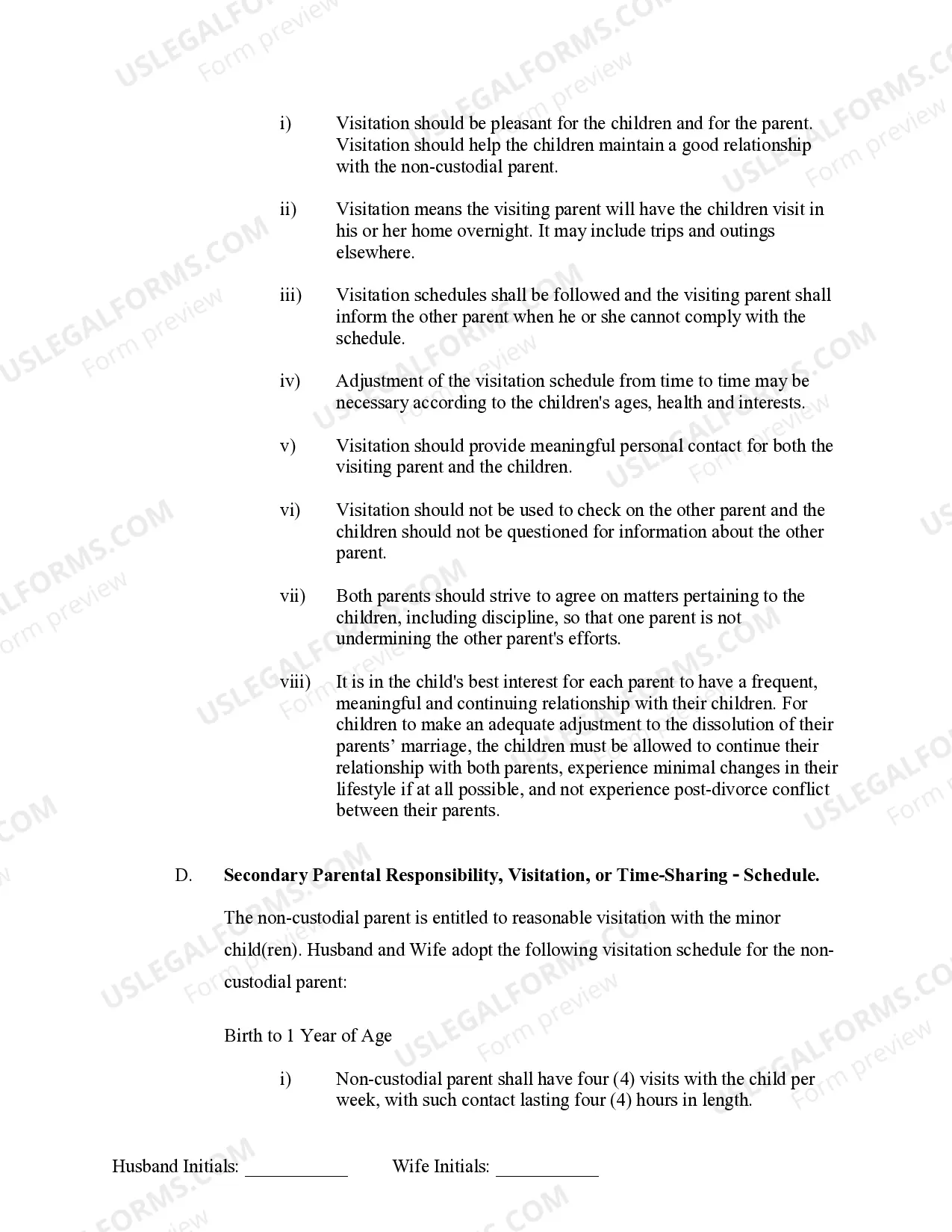 Preview Marital Domestic Separation and Property Settlement Agreement Minor Children no Joint Property or Debts where Divorce Action Filed