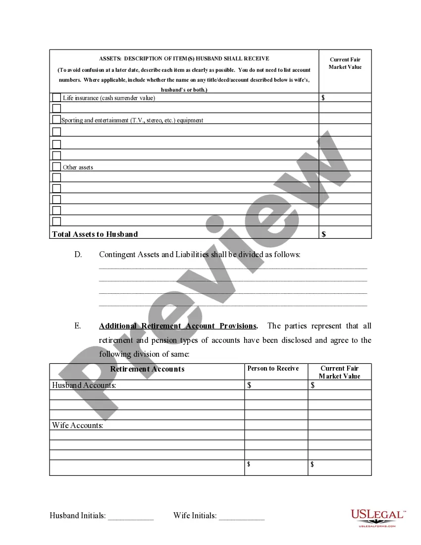 Preview Marital Domestic Separation and Property Settlement Agreement Minor Children Parties May have Joint Property or Debts where Divorce Action Filed