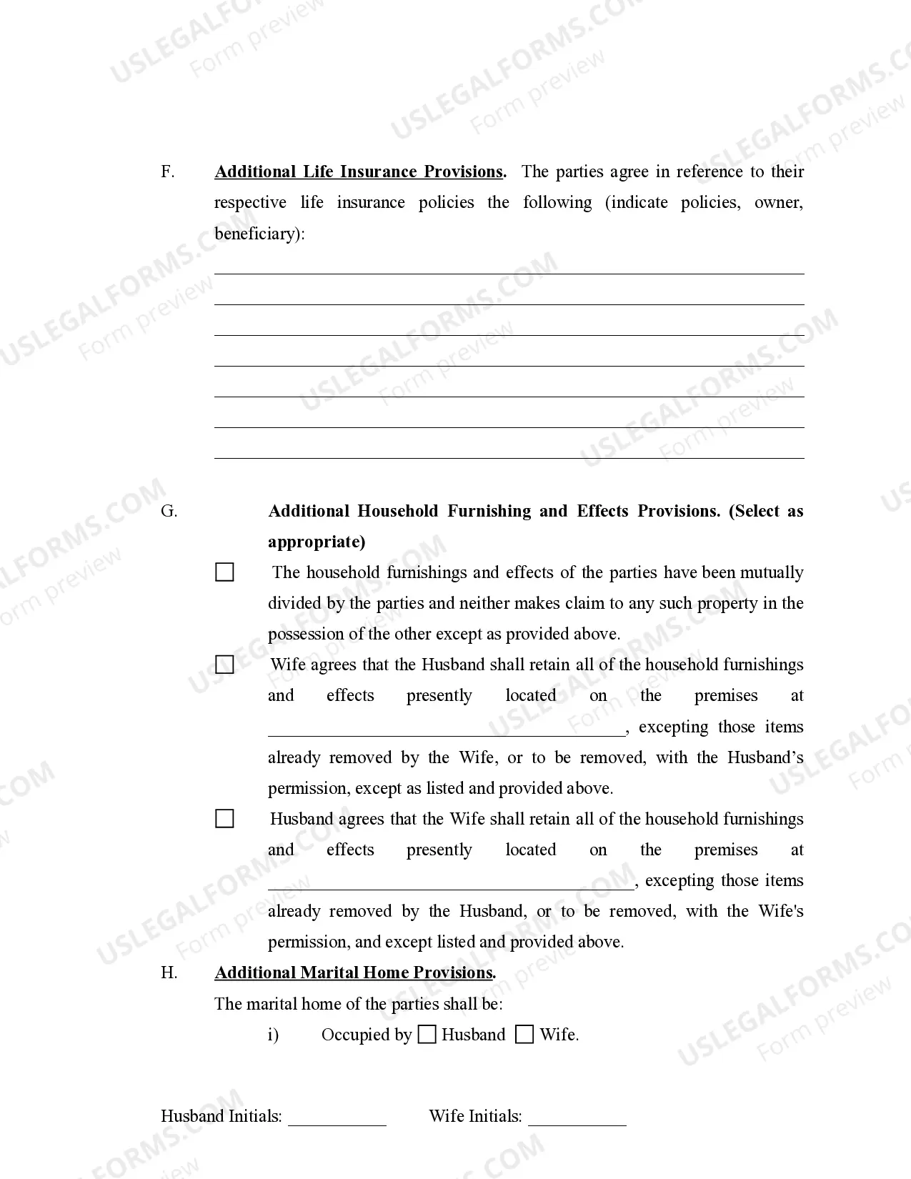 Preview Marital Domestic Separation and Property Settlement Agreement no Children parties may have Joint Property or Debts where Divorce Action Filed