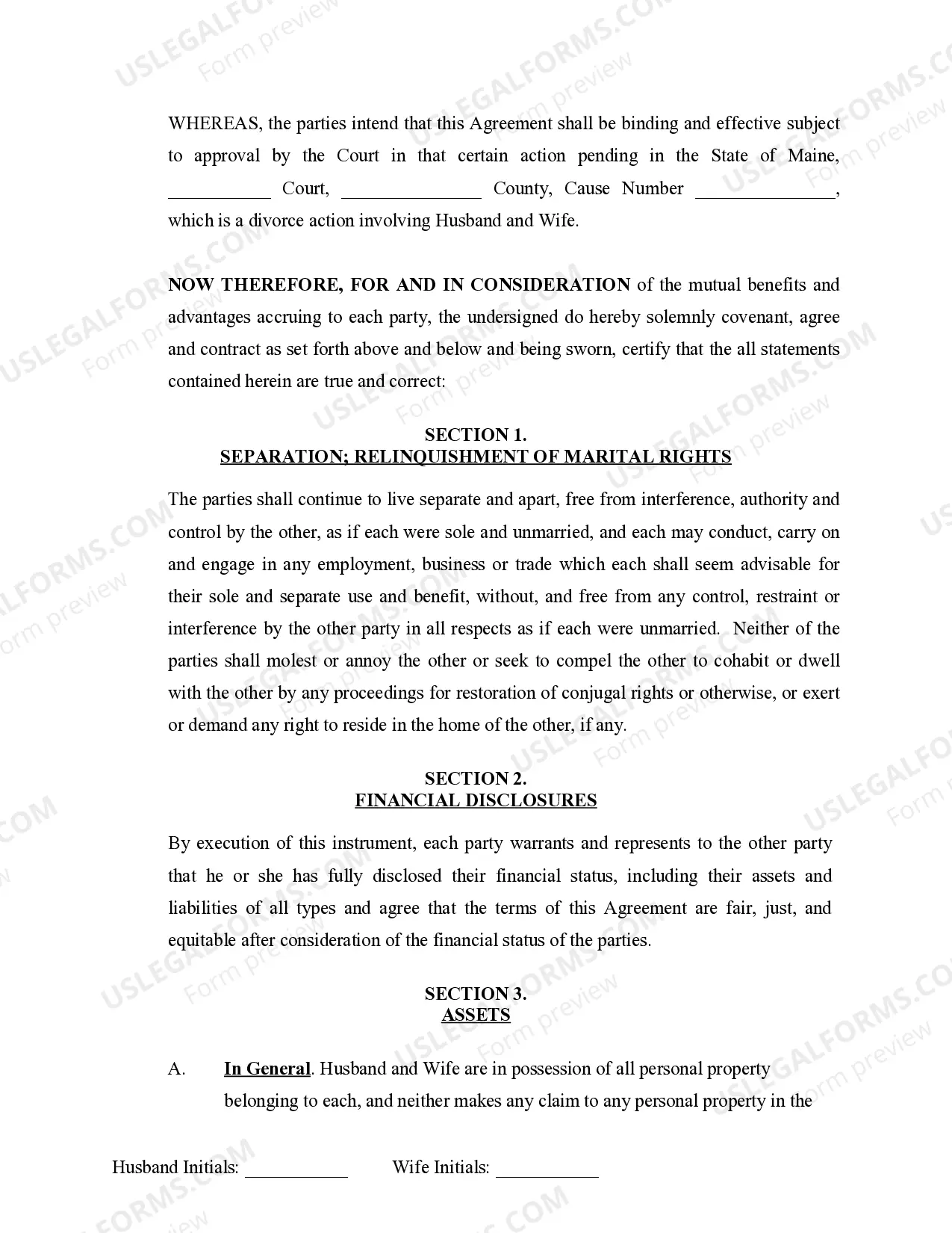 Preview Marital Domestic Separation and Property Settlement Agreement Adult Children Parties May have Joint Property or Debts where Divorce Action Filed