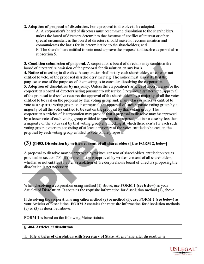 Get Maine Dissolution Package to Dissolve Corporation Preview Maine Dissolution Package to Dissolve Corporation