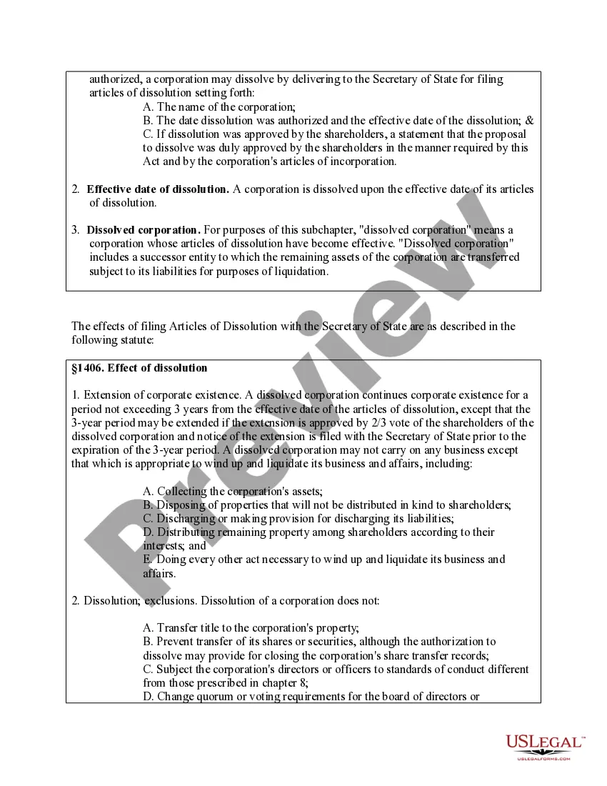 Get Maine Dissolution Package to Dissolve Corporation Preview Maine Dissolution Package to Dissolve Corporation