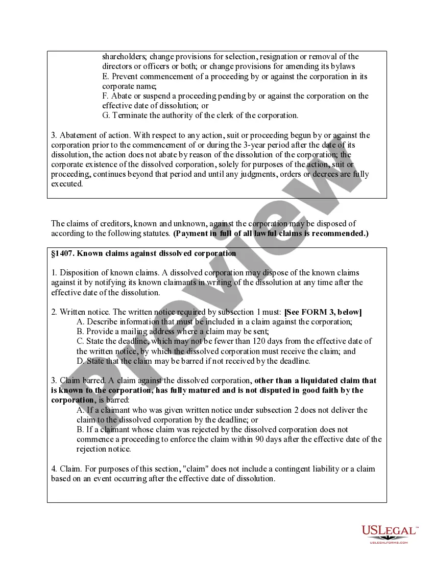 Get Maine Dissolution Package to Dissolve Corporation Preview Maine Dissolution Package to Dissolve Corporation