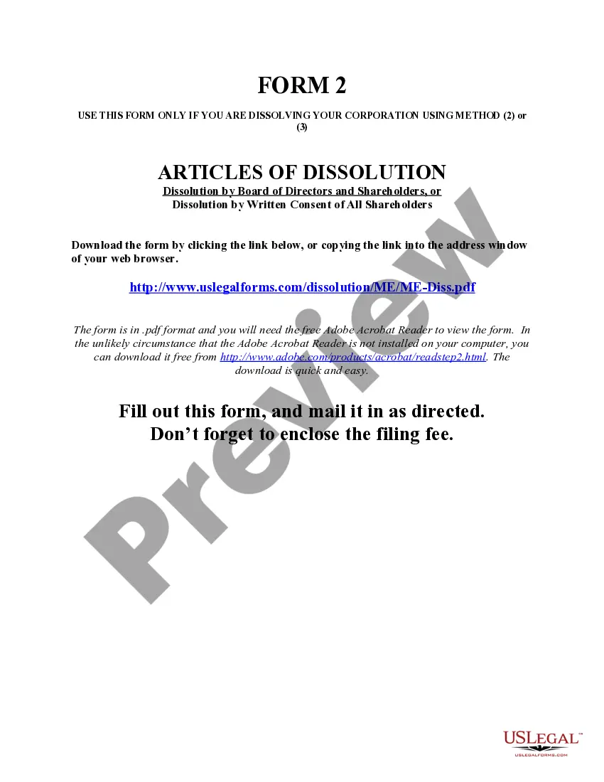 Get Maine Dissolution Package to Dissolve Corporation Preview Maine Dissolution Package to Dissolve Corporation