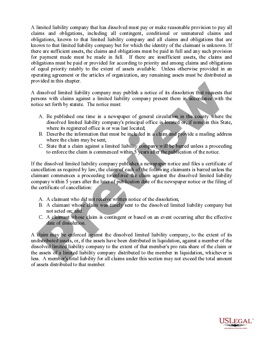 Get Maine Dissolution Package to Dissolve Limited Liability Company LLC Preview Maine Dissolution Package to Dissolve Limited Liability Company LLC