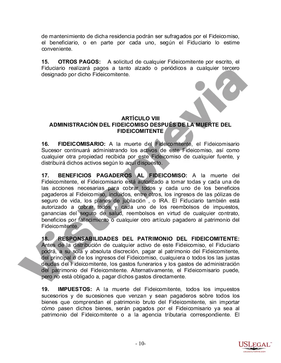 Preview Fideicomiso en vida para esposo y esposa sin hijos