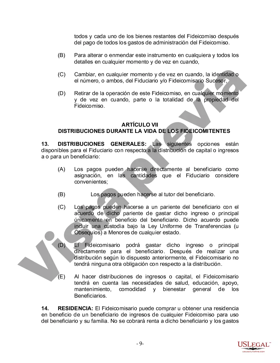 Preview Fideicomiso en vida para esposo y esposa sin hijos