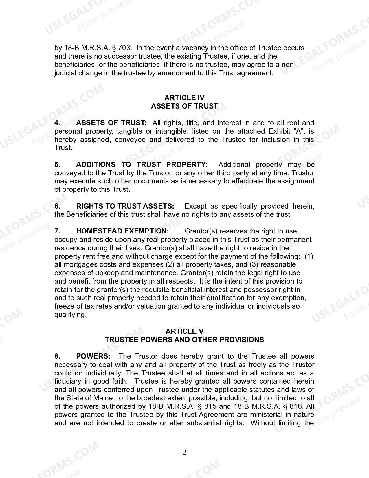 Preview Revocable Living Trust for Husband and Wife with No Children