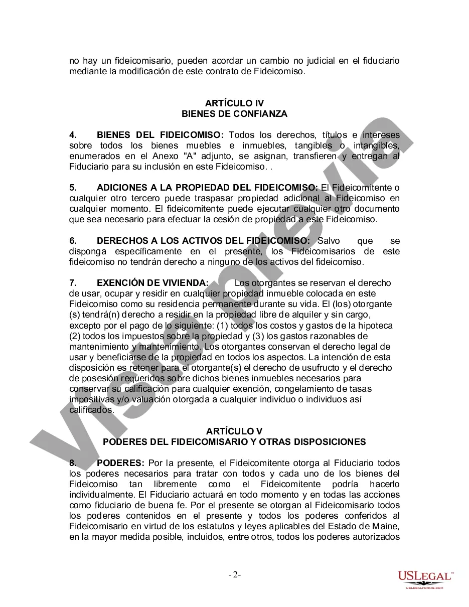 Preview Fideicomiso en Vida para Individuos Solteros, Divorciados o Viudos (o Viudos) sin Hijos
