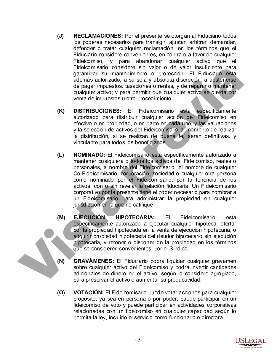 Preview Fideicomiso en Vida para Individuos Solteros, Divorciados o Viudos (o Viudos) sin Hijos