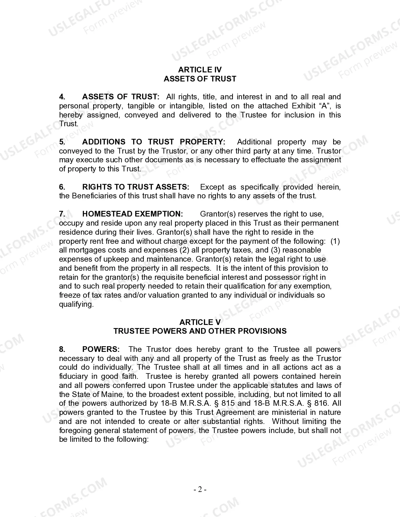 Preview Living Trust for Individual Who is Single, Divorced or Widow (or Widower) with No Children