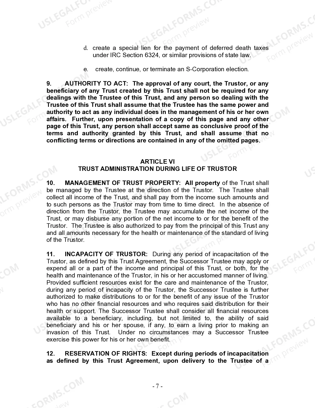 Preview Living Trust for Individual Who is Single, Divorced or Widow (or Widower) with Children