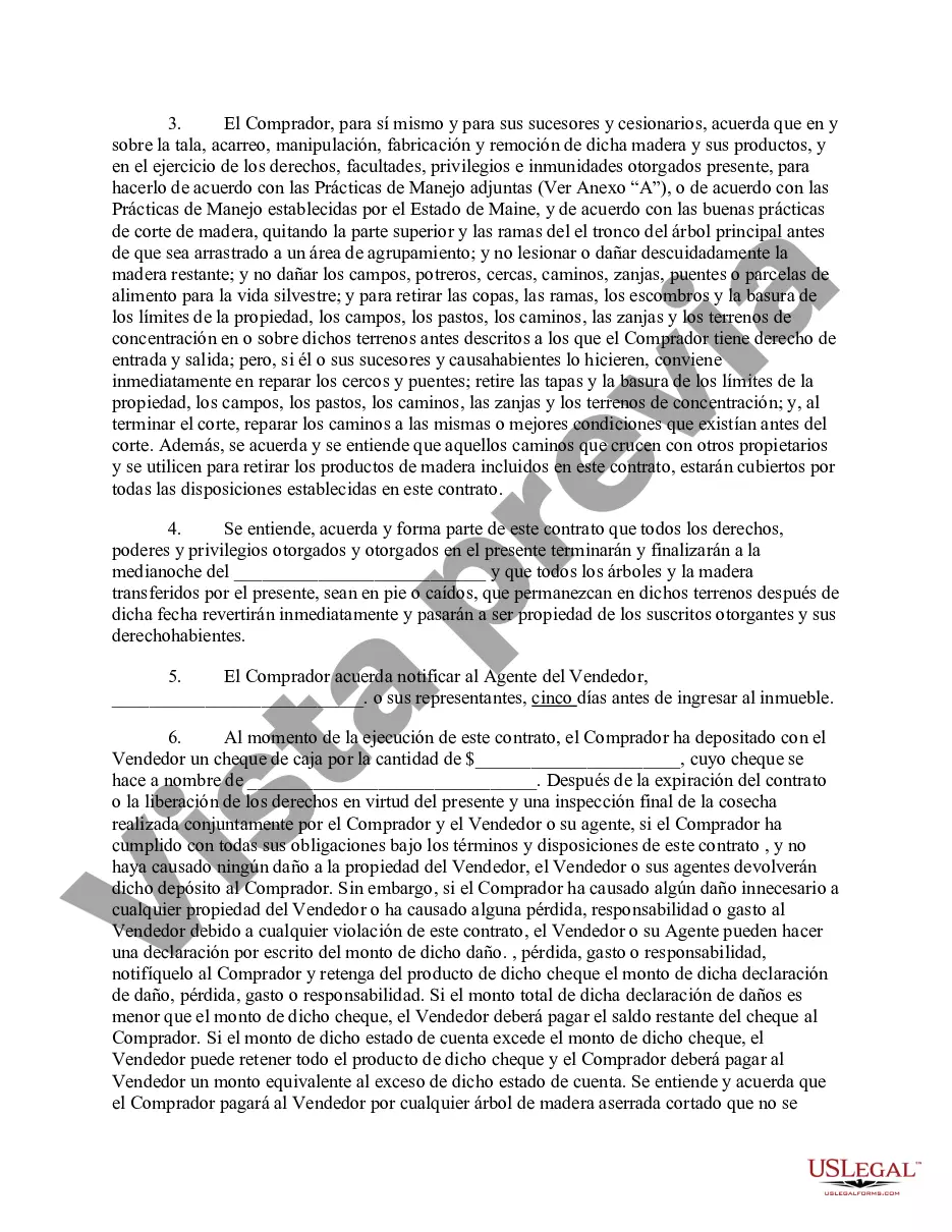 Preview Contrato de venta de madera de Maine