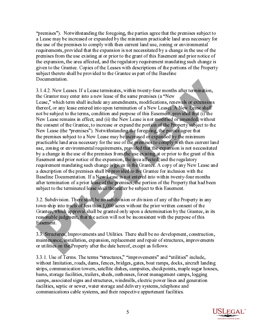 Preview Conservation Easement for Working Forest Preservation