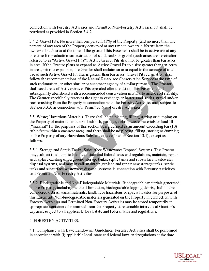 Preview Conservation Easement for Working Forest Preservation