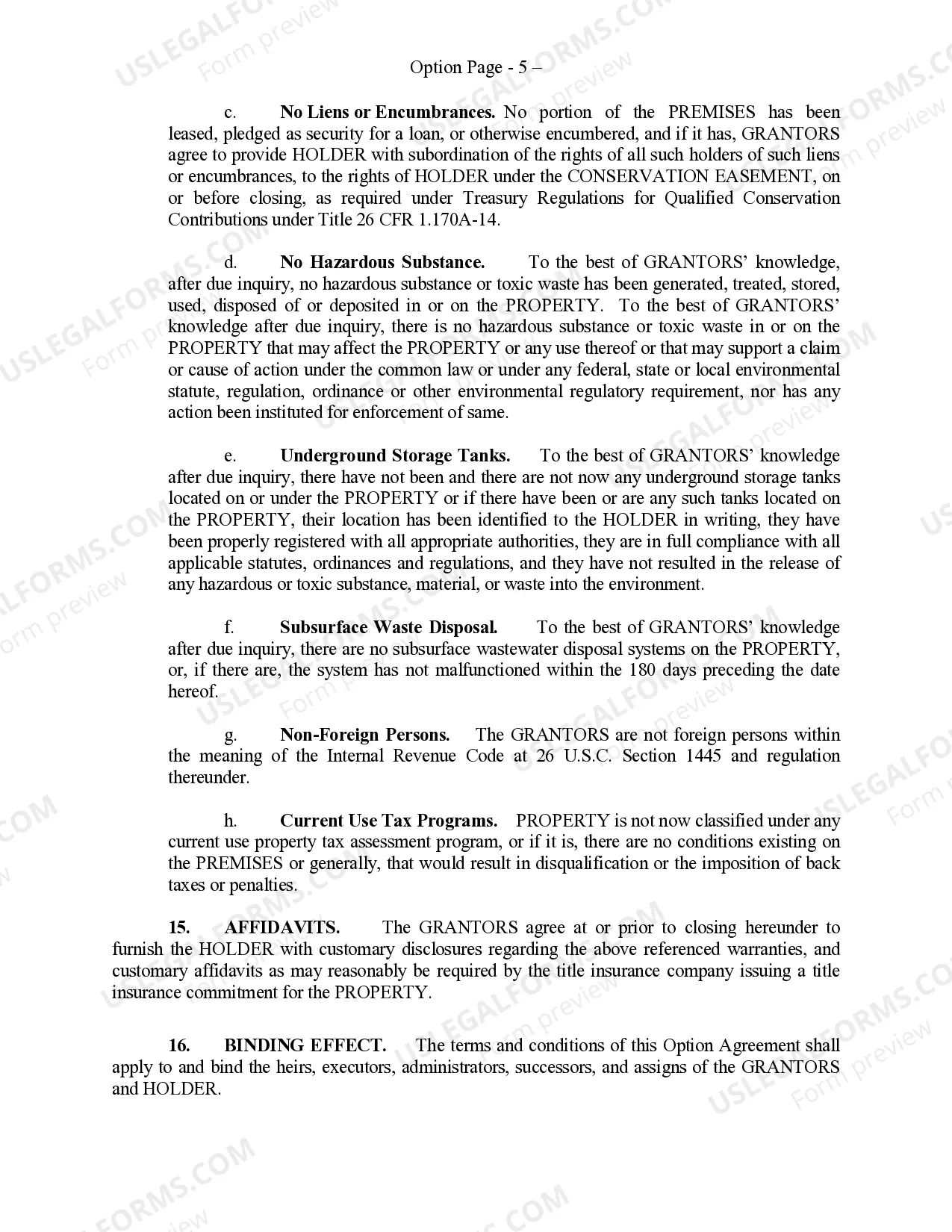 Preview Option to Purchase a Conservation Easement