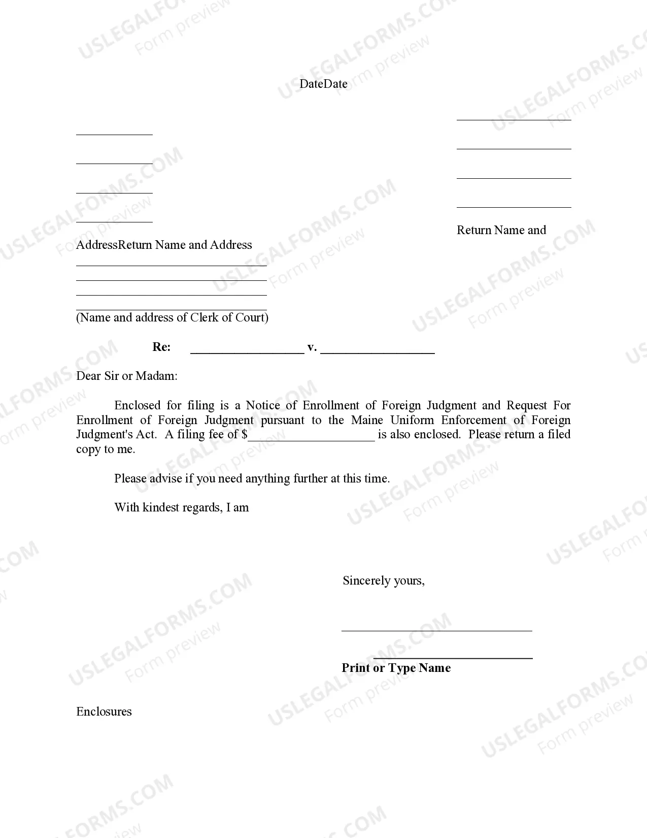 Preview Maine Foreign Judgment Enrollment