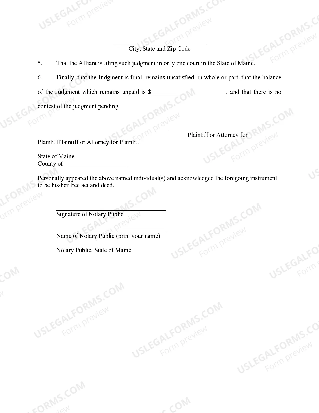 Preview Maine Foreign Judgment Enrollment