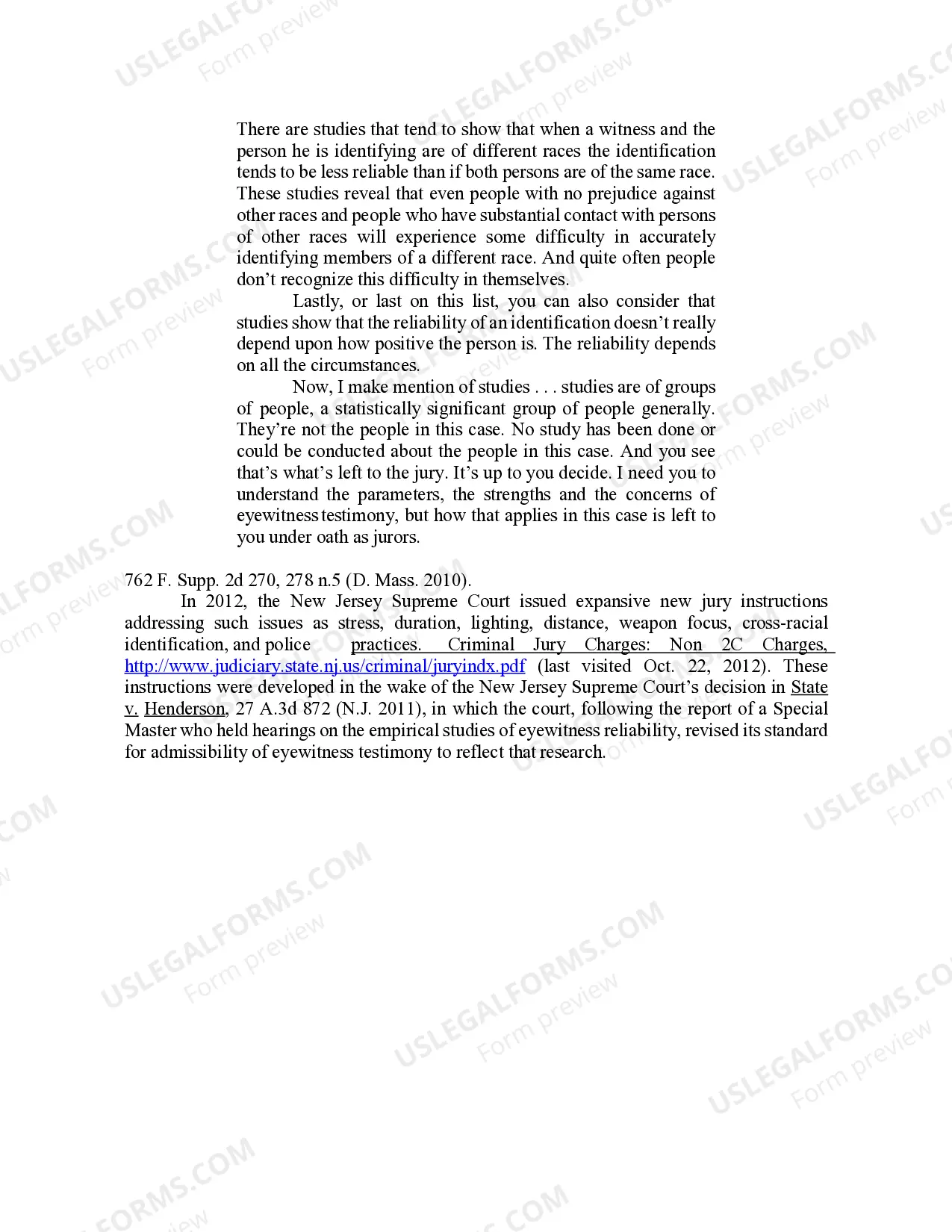 Preview Eyewitness Identification Instruction