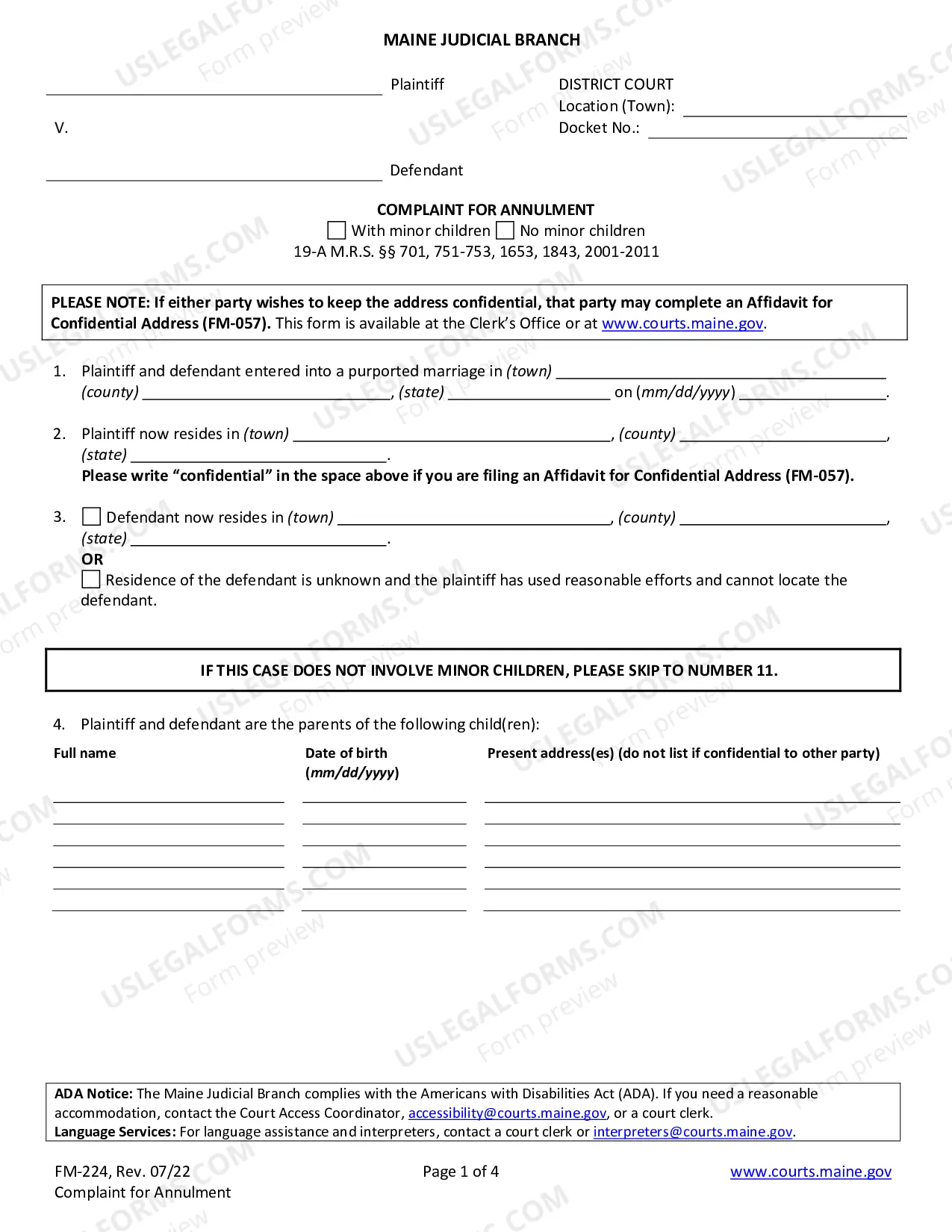 Preview Complaint for Annulment